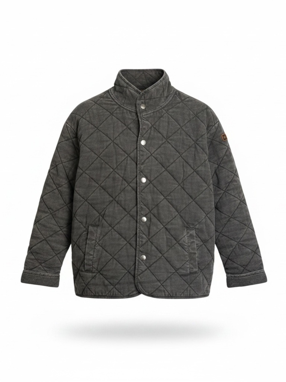 Boxercraft Quilted Market Jacket Toyota Logo Sz Medium Boxy Fit Acid Wash Gray